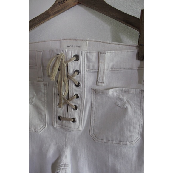McGuire White Isabeli Mid Rise Lace Up Skinny Jeans 27 4 - Picture 6 of 10